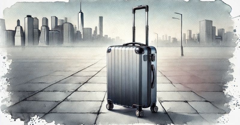 旅行鞄に荷物を詰めて、学校を去るイメージ