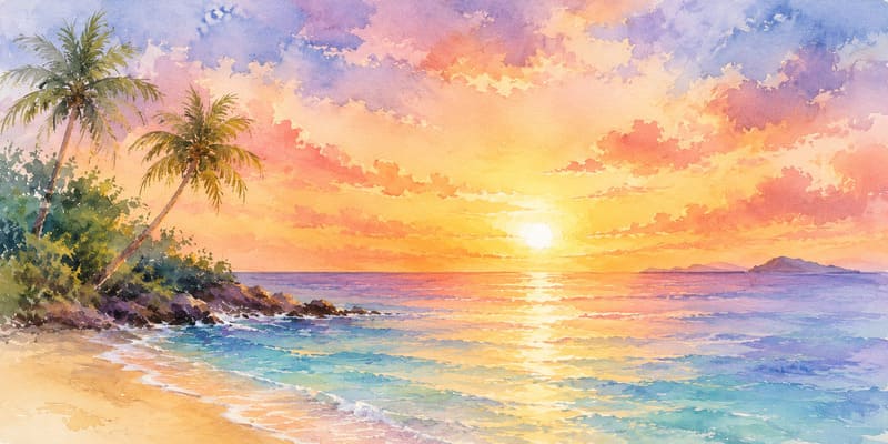 無人島と夕焼け